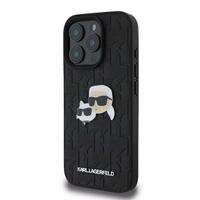 Karl Lagerfeld Monogram Karl & Choupette Head Pin viedtālruņa apvalks iPhone 16 Pro - melns