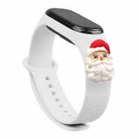 Siksna Xmas Xiaomi Mi Band 3 / 4 Ziemassvētku silikona siksna aproce ar Ziemassvētku vecīti - balta