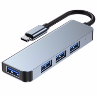 HUB Tech-Protect V1 4in1 USB-C - 3x USB-A 2.0 / USB-A 3.0 - pelēks