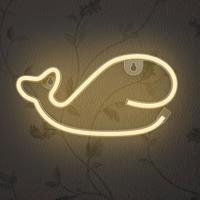 Neon LED Light WHALE warm balts Bat + USB FLNE09 Forever Light
