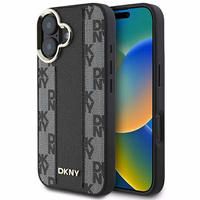 DKNY Rūtainais raksts magnētiskais iPhone 16 Plus viedtālruņa apvalks - melns