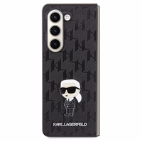 Karl Lagerfeld Saffiano Monogram Ikonik Pin viedtālruņa apvalks Samsung Galaxy Z Fold 5 - melns