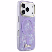 Guess IML Shell Script Metal MagSafe Maciņš for iPhone 17 Pro Max - violets