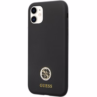 Guess GUHCN614DGPK apvalks iPhone 11 / Xr - melns Silikona Logo Strass 4G