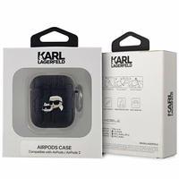 Karl Lagerfeld KLA2PGKCPK AirPods 1/2 maciņš melns Monogram Karl & Choupette Head