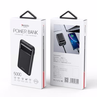 yesido Powerbank YP33 5 000 mAh LED,  2xUSB-A + USB-C melns
