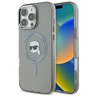 Karl Lagerfeld IML Metāla Karl Head Magnētiskais viedtālruņa apvalks iPhone 16 Pro - melns