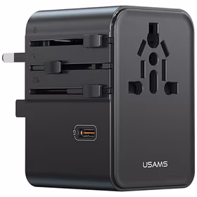 Tīkla lādētājs USAMS Travel Adapter CC310 3xUSB-C 70W 4in1 US/AU/EU/UK melns