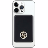 Guess Magnētiskā 4G Strassed Metāla Logotips indukcijas portatīvais lādētājs 5W 3000mAh - melna