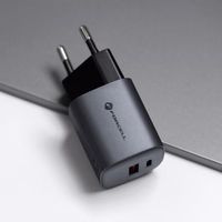 FORCELL F-ENERGY GaN VT-31 pelēks ceļojuma lādētājs Type C + USB A PD QC4.0 3A 33W ar PD