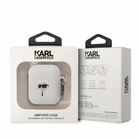 Karl Lagerfeld KLA2RUNIKH AirPods 1/2 apvalks balta/balta silikona Karl galvas 3D