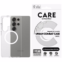 CARE by PanzerGlass Flagship Urban Combat White QI viedtālruņa apvalks Samsung Galaxy S25 Ultra - caurspīdīgs