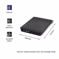Qoltec 51857 External DVD-RW recorder |USB 3:0|melns