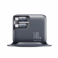 Joyroom Podix JR-TRD01 GaN 140W galda lādētājs ar 5 portiem un diviem izvelkamiem kabeļiem - pelēks