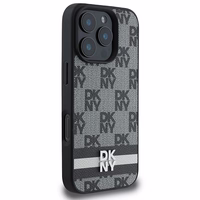 DKNY šachī raksts un drukātas svītras apvalks iPhone 16 Pro Max melns