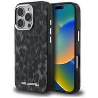 Karl Lagerfeld IML Leopard Pattern MagSafe macins iPhone 16 Pro Max - melns
