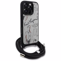 Karl Lagerfeld Crossbody graudainais raksts un logotipa apvalks iPhone 16 Pro - pelēks
