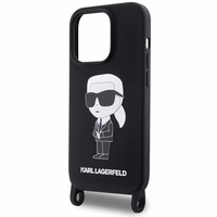 Karl Lagerfeld KLHCP15XSCBSKNK iPhone 15 Pro Max 6.7" cietais apvalks melns/melns Crossbody Silikona Ikonik
