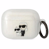 Karl Lagerfeld KLAPHNKCTGT Airpods Pro apvalks caurspīdīgs Gliter Karl&Choupette