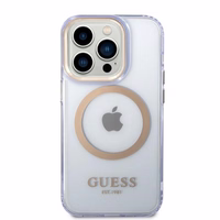 Guess Zelta kontūra Caurspīdīgs Magnētiskais apvalks iPhone 14 Pro Max 6.7" - violeta
