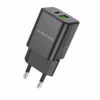 Borofone Sienas lādētājs BN14 Royal GaN - USB + Type C - QC 3.0 PD 30W melns