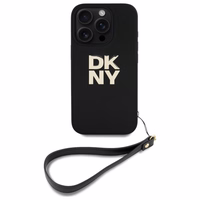 DKNY Wrist Strap Stock Logo viedtālruņa apvalks iPhone 16 Pro Max - melns