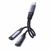 Joyroom SY-C03 USB-C uz 2x USB-C 2-in-1 DAC adapteris - melns