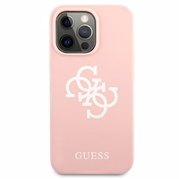Guess silikona 4G logotipa viedtālruņa apvalks iPhone 13 Pro Max 6.7" - rozā