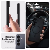 Crong Hybrid Matte Magnetic - MagSafe maciņš Samsung Galaxy S25 (melns)