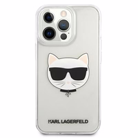 Karl Lagerfeld Choupette galvas viedtālruņa apvalks iPhone 13 Pro Max – caurspīdīgs