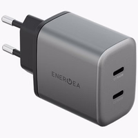 Tīkla lādētājs Energea Ampcharge GaN45 2xUSB-C PD/PPS/QC3.0 45W pelēks