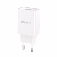 Dudao A4EU USB-A 2.1A sienas lādētājs - balts + USB-A - Lightning kabelis
