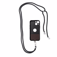 SWING (6mm) tālruņa siksniņa, tālruņa piekariņš ar regulējamu garumu / auklas garums 165 cm (maks. 82,5 cm cilpā) / uz pleca vai kakla – melns
