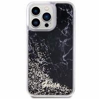 Guess GUHCP14XLCSGSGK iPhone 14 Pro Max 6.7" melns/melns cietais apvalks Liquid Glitter Marble