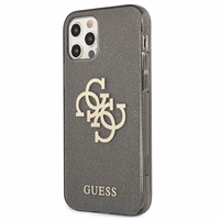 Guess GUHCP12LPCUGL4GBK iPhone 12 Pro Max 6.7" melns/melns cietais apvalks Spīdums 4G Liels Logotips