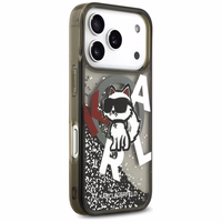 Karl Lagerfeld Šķidrs mirdzošs Choupette logotips Magnētiskais viedtālruņa apvalks iPhone 17 Pro - melns
