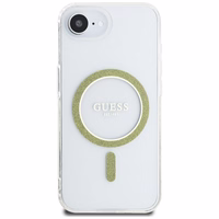 Guess IML Glitter Circle magnētiskais viedtālruņa apvalks iPhone 16e - caurspīdīgs