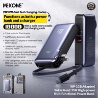 Portatīvais lādētājs WK Design "WP-105" pelēks 10000mAh (35W)