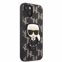 Karl Lagerfeld KLHCP13SPMNIKBK iPhone 13 mini 5.4" cietais apvalks melns/melns Monogramma Ikonik Plāksteris