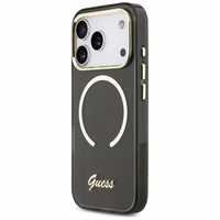 Guess IML Script Metal MagSafe Maciņš for iPhone 17 Pro Max - melns