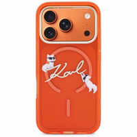 Karl Lagerfeld IML Choupettes Karl Script Logo MagSafe Maciņš for iPhone 17 Pro - oranžs