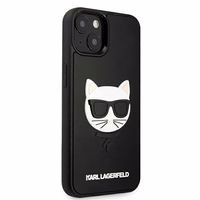 Karl Lagerfeld 3D Gumijas Choupette viedtālruņa apvalks iPhone 13 mini - melns