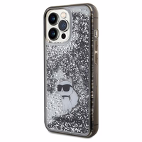 Karl Lagerfeld Liquid Glitter Choupette viedtālruņa apvalks iPhone 13 Pro Max - caurspīdīgs