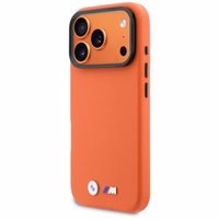 BMW maciņš for IPHONE 17 Pro saderīgs ar MagSafe BMHMP17L25PFWKCKO (PU W/ Metal Logo) oranžs