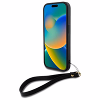 DKNY Wrist Strap Stock Logo viedtālruņa apvalks iPhone 16 - melns