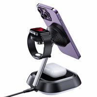 3in1 Acefast E16 15W indukcijas uzlādes stacija tālrunim / austiņām / pulkstenim - melna