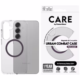 CARE by PanzerGlass Flagship Urban Combat Purple QI viedtālruņa apvalks Samsung Galaxy S25+ - caurspīdīgs