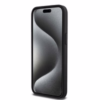 DKNY Ādas monogrammas raksta metāla logotips Magnētiskais viedtālruņa apvalks iPhone 15 Pro Max - melns
