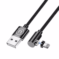 USAMS leņķveida magnētiskais kabelis USB-A/Lightning 1m U54 melns SJ444USB01 (US-SJ444)