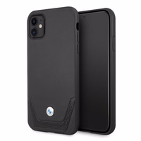BMW ādas perforēts apvalks iPhone 11 / Xr - melns